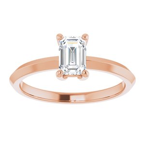 18K Rose Gold 6x4 mm Emerald Ring Mounting – image 5