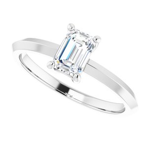 18K White Gold 6x4 mm Emerald Ring Mounting – image 8