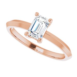 14K Rose Gold 6x4 mm Emerald Ring Mounting – image 8