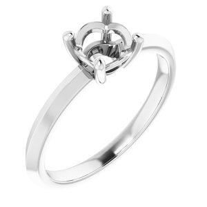 18K White Gold 6 mm Round Ring Mounting – image 2