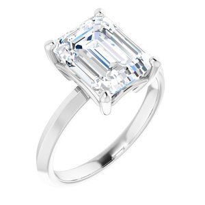 Platinum 10x8 mm Emerald Ring Mounting