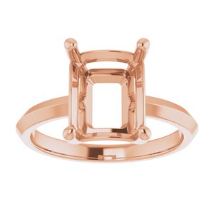10K Rose Gold 10x8 mm Emerald Ring Mounting – image 6
