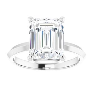 18K White Gold 10x8 mm Emerald Ring Mounting – image 5
