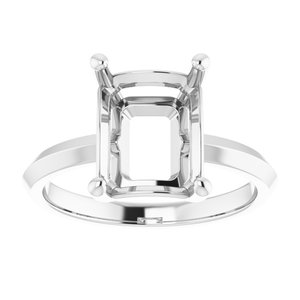 14K White Gold 10x8 mm Emerald Ring Mounting – image 6