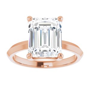 10K Rose Gold 10x8 mm Emerald Ring Mounting – image 5