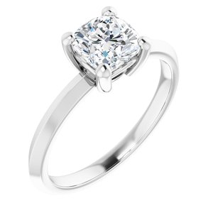 14K White Gold 6 mm Cushion Ring Mounting
