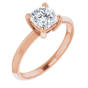 14K Rose Gold 6 mm Cushion Ring Mounting