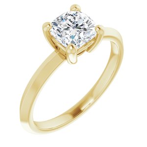 18K Yellow Gold 6 mm Cushion Ring Mounting