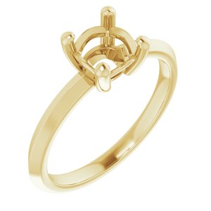 14K Yellow Gold 6 mm Cushion Ring Mounting – image 2