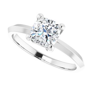 14K White Gold 6 mm Cushion Ring Mounting – image 8
