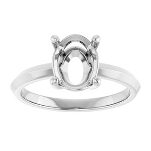 10K White Gold 9x7 mm Oval Ring Mounting – image 6