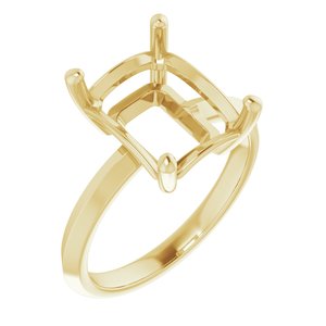 14K Yellow Gold 11x9 mm Emerald Ring Mounting – image 2
