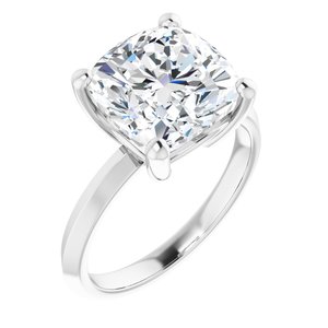 14K White Gold 10 mm Cushion Ring Mounting