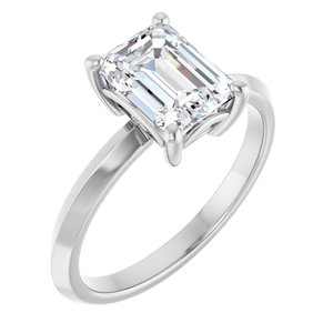 14K White Gold 8x6 mm Emerald Ring Mounting