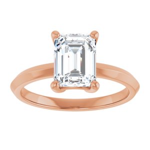 10K Rose Gold 8x6 mm Emerald Ring Mounting – image 5