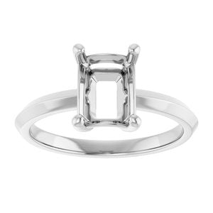 14K White Gold 8x6 mm Emerald Ring Mounting – image 6