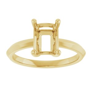 10K Yellow Gold 8x6 mm Emerald Ring Mounting – image 6