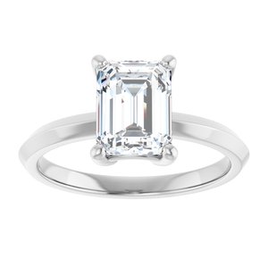 14K White Gold 8x6 mm Emerald Ring Mounting – image 5