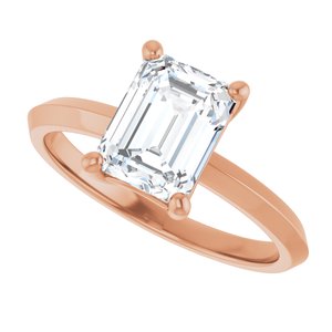 10K Rose Gold 8x6 mm Emerald Ring Mounting – image 8