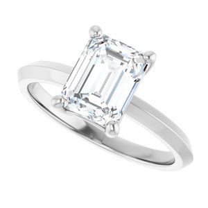 10K White Gold 8x6 mm Emerald Ring Mounting – image 8