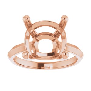 10K Rose Gold 11 mm Cushion Ring Mounting – image 6