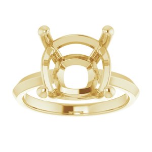 10K Yellow Gold 11 mm Cushion Ring Mounting – image 6
