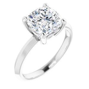 18K White Gold 8 mm Cushion Ring Mounting