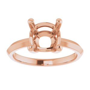 18K Rose Gold 8 mm Cushion Ring Mounting – image 6
