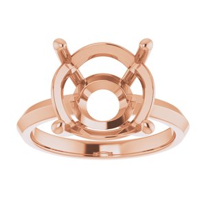 14K Rose Gold 12 mm Round Ring Mounting – image 6