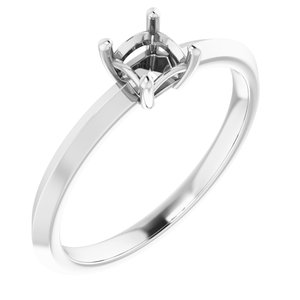 18K White Gold 4 mm Square Ring Mounting – image 2