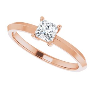 18K Rose Gold 4 mm Square Ring Mounting – image 8