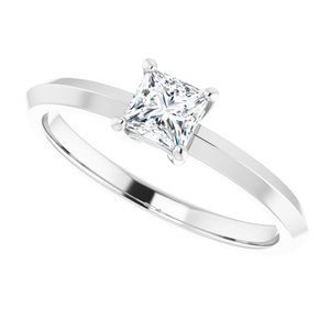 18K White Gold 4 mm Square Ring Mounting – image 8
