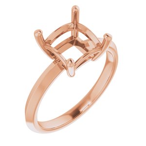 18K Rose Gold 7.5 mm Square Ring Mounting – image 2