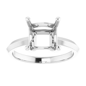18K White Gold 7.5 mm Square Ring Mounting – image 6