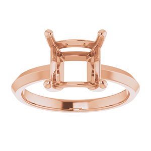 18K Rose Gold 7.5 mm Square Ring Mounting – image 6