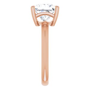 18K Rose Gold 7.5 mm Square Ring Mounting – image 7
