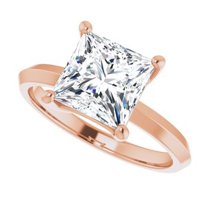 18K Rose Gold 7.5 mm Square Ring Mounting – image 8