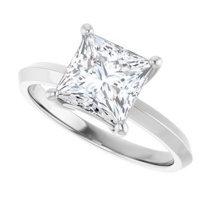 14K White Gold 7 mm Square Ring Mounting – image 8