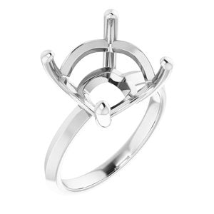 14K White Gold 12 mm Cushion Ring Mounting – image 2
