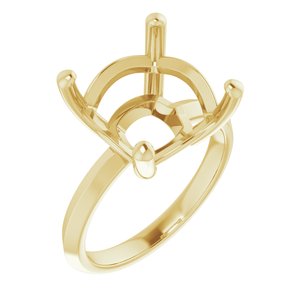 10K Yellow Gold 12 mm Cushion Ring Mounting – image 2