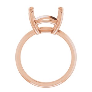 18K Rose Gold 12 mm Cushion Ring Mounting – image 4