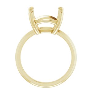 14K Yellow Gold 12 mm Cushion Ring Mounting – image 4