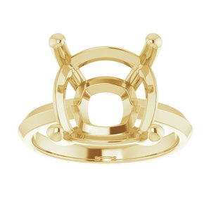 14K Yellow Gold 12 mm Cushion Ring Mounting – image 6