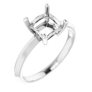 18K White Gold 6.5 mm Square Ring Mounting – image 2