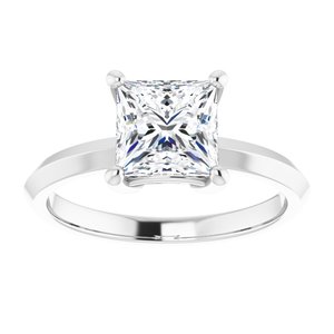 18K White Gold 6.5 mm Square Ring Mounting – image 5