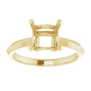 18K Yellow Gold 6.5 mm Square Ring Mounting – image 6