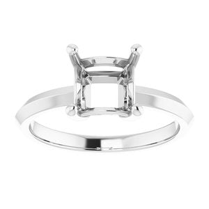 18K White Gold 6.5 mm Square Ring Mounting – image 6