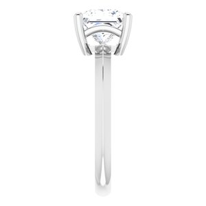 18K White Gold 6.5 mm Square Ring Mounting – image 7