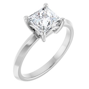 14K White Gold 6 mm Square Ring Mounting
