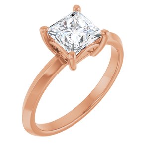 18K Rose Gold 6 mm Square Ring Mounting